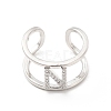 Clear Cubic Zirconia Initial Letter Open Cuff Ring RJEW-A012-01P-N-1