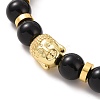 Synthetic Black Stone & Alloy Buddha Head Beaded Strech Bracelets BJEW-JB09420-02-2