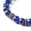 Natural Lapis Lazuli(Dyed) Round Beads Stretch Bracelets Set BJEW-JB06980-03-8
