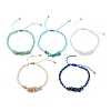 5Pcs 5 Style Natural & Synthetic Mixed Gemstone Chips & Glass Braided Bead Bracelets Sets BJEW-TA00403-1