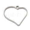 Heart 304 Stainless Steel Open Back Bezel Pendants STAS-K279-04B-P-1