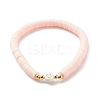 Handmade Polymer Clay Heishi Beads Stretch Bracelets Set with Heart Patter Beads for Women BJEW-JB07450-10