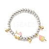 Brass Enamel Round Beads Charm Bracelets for Women BJEW-D317-11A-PG-4