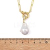Natural Baroque Pearl Keshi Pearl Nuggets Pendant Brass Paperclip Chain Necklaces for Women NJEW-JN06145-7