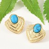 Fan 304 Stainless Steel Synthetic Turquoise Stud Earrings for Women EJEW-U046-17C-G-2
