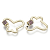 Brass Micro Pave Cubic Zirconia Screw Carabiner Lock Charms KK-R136-071C-NF-3