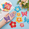  28Pcs 14 Style Plum Blossom & Butterfly Pattern Computerized Embroidered Cloth Patch DIY-NB0008-37-3