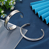 2Pcs 2 Styles C-Shaped 201 Stainless Steel Grooved Cuff Bangles STAS-SC0008-02-4