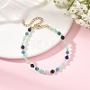 Natural Amazonite & Dyed Lapis Lazuli & Dyed White Jade & Apatite Faceted Round Beaded Bracelets BJEW-JB14142-1
