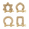 4Pcs 4 Style Brass Micro Pave Clear Cubic Zirconia D-Ring Anchor Shackle Clasps ZIRC-PJ0001-02-2