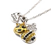 Two Tone Bee and Heart Pendant Necklace NJEW-I113-10P-1