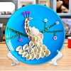DIY Peacock Pattern Shell Conch Disk Paste Painting For Kids DIY-P035-05-1