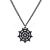 Halloween Alloy Rhinestone Spider Web Pendant Necklaces for Unisex WG8A995-04-1