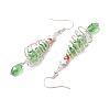 Christmas Tree with Star Brass Wired Glass Dangle Earrings EJEW-JE06126-4