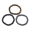 3Pcs 3 Styles Natural & Synthetic Mixed Gemstone Round Beaded Stretch Bracelets Set BJEW-JB10139-05-4