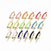 Brass Enamel Huggie Hoop Earrings EJEW-R144-011-NF-1