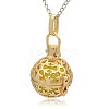 Golden Tone Brass Hollow Round Cage Pendants KK-J232-07G-2