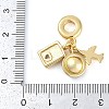 Rack Plating Brass Clear Cubic Zirconia European Dangle Charms KK-P287-18D-G-3