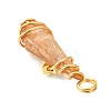 2Pcs Electroplated Natural Quartz Crystal Dyed Copper Wire Wrapped Pendants PALLOY-JF03174-01-5