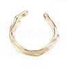 Brass Wave Open Cuff Ring for Women RJEW-T001-94G-1