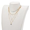 Brass Micro Pave Clear Cubic Zirconia Pendant Necklaces & Paperclip Chain Necklaces Set NJEW-JN03354-04-3