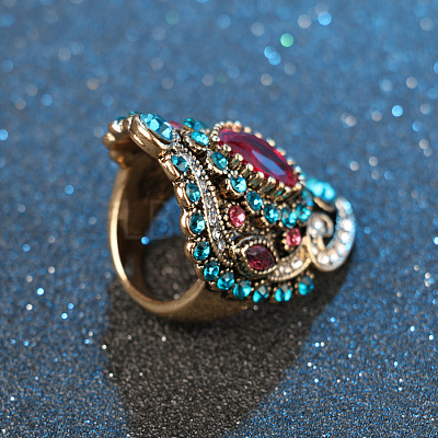 Retro Alloy and Rhinestone Finger Rings FS-WG56BBF-01-1