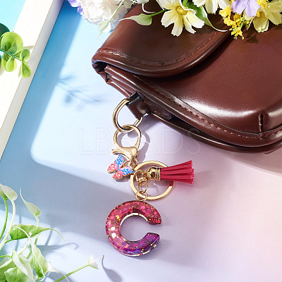 Alloy Resin Butterfly Keychains KEYC-TADJ0002-02G-C-1