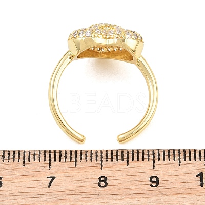 Heart Brass Micro Pave Cubic Zirconia Cuff Open Rings for Women CU-CBA0A21-01G-02-1