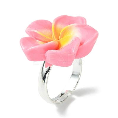 Plumeria Flower Resin Finger Ring RJEW-JR00640-1