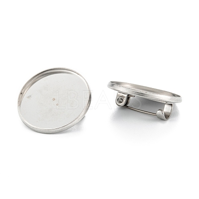 Tarnish Resistant 304 Stainless Steel Brooch Cabochon Settings STAS-G250-04P-B-1