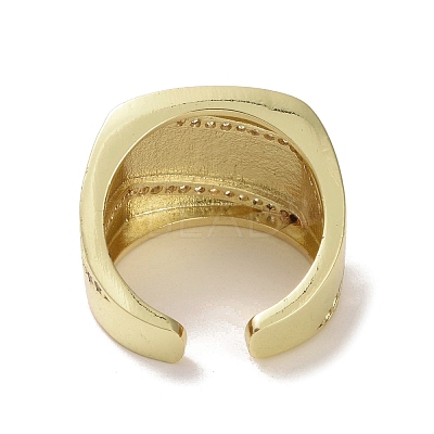 Brass Micro Pave Cubic Zirconia Open Cuff Ring RJEW-K256-52G-1