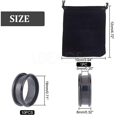 10Pcs Stainless Steel Grooved Finger Ring Settings STAS-UN0039-22D-1