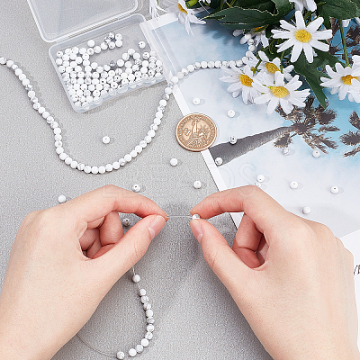 2 Strands Frosted Synthetic Howlite Round Bead Strands G-PH0019-33-1