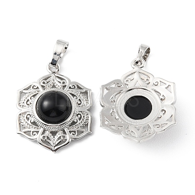 Natural Obsidian Pendants X-G-P498-02P-02-1