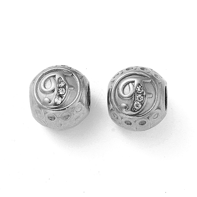 304 Stainless Steel Rhinestone European Beads STAS-A092-10F-P-1