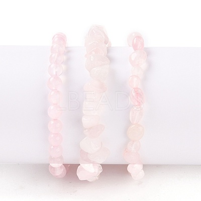 Natural Rose Quartz Stretch Bracelets BJEW-JB05647-1