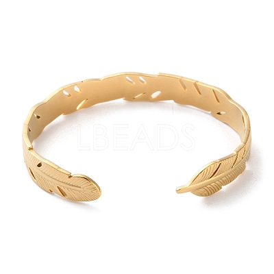 304 Stainless Steel Cuff Bangles for Women BJEW-K263-05G-07-1