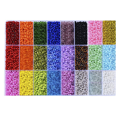 24 Colors 6/0 Glass Seed Beads SEED-X0052-02-4mm-1