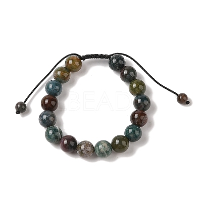 10mm Round Natural Indian Agate Braided Bead Bracelets BJEW-C067-01C-27-1