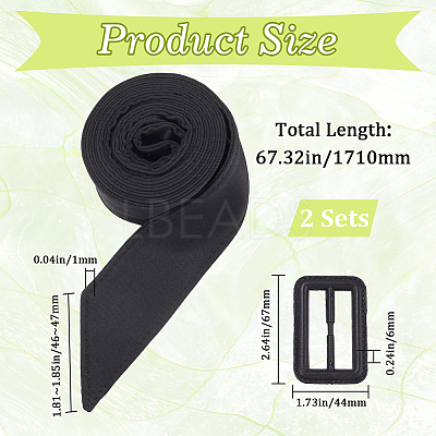 2Pcs Tie a Knot Polyester Waist Belt with Plastic Buckle AJEW-GF0014-53B-1