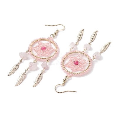 304 Stainless Steel with Glass Dangle with Natural Agate Stud Earring EJEW-MZ00185-01-1