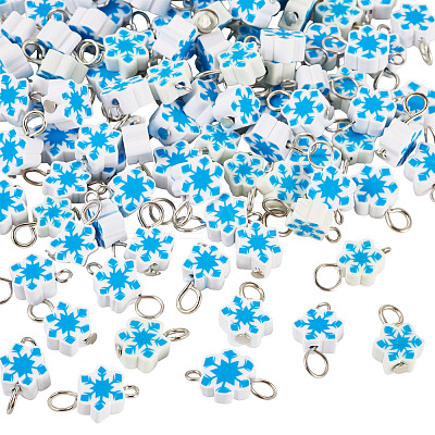 100Pcs 2 Style Christmas Handmade Polymer Clay Pendant and Connector Charms PALLOY-TAC0250-1