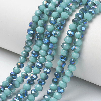 Electroplate Opaque Solid Color Glass Beads Strands X-EGLA-A034-P4mm-I01-1