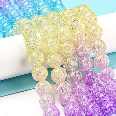 Spray Painted Crackle Glass Beads Strands DGLA-C002-10mm-07-1
