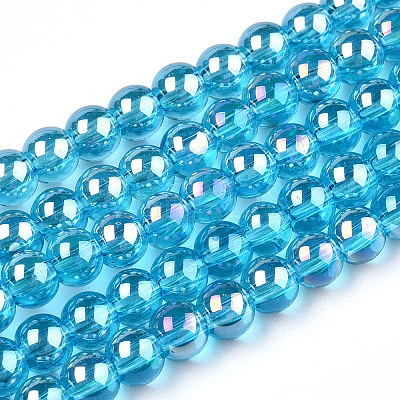 Electroplate Transparent Glass Beads Strands GLAA-T032-T4mm-AB06-1