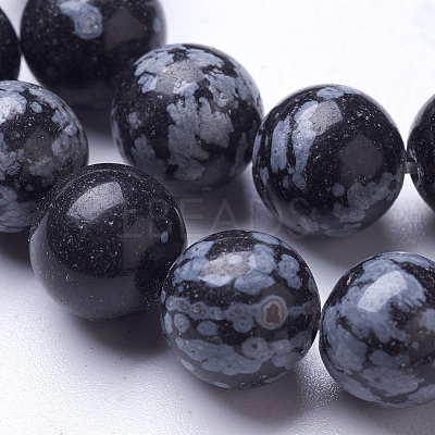 Natural Snowflake Obsidian Beads Strands G-D855-11-10mm-1