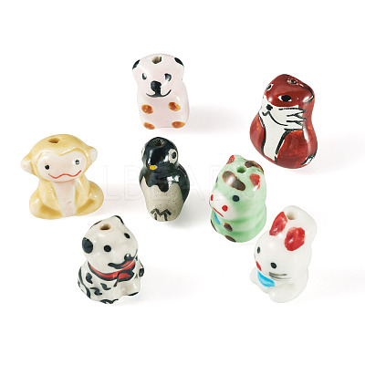 7Pcs 7 Styles Handmade Porcelain Beads PORC-TA0001-33-1
