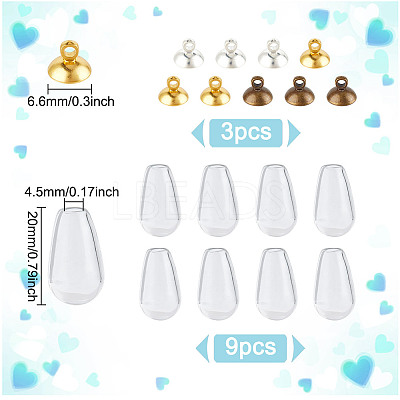 9Pcs 3 Styles Alloy Bead Cap Pendant Bails FIND-DR0001-20B-1