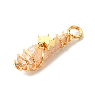 2Pcs Electroplated Natural Quartz Crystal Dyed Copper Wire Wrapped Pendants PALLOY-JF03173-01-1