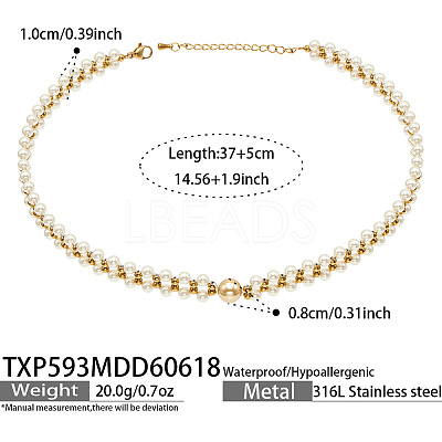 White Shell Pearl 316L Surgical Stainless Steel Woven Beaded Necklaces for Women WG11D7A-03-1